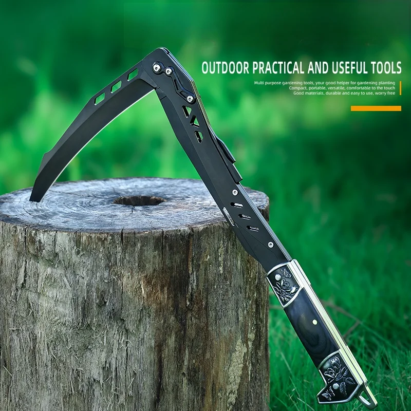 Outdoor stainless steel dual-use weed control, agricultural wood handle, serrated harvesting, wood and bamboo, open circuit