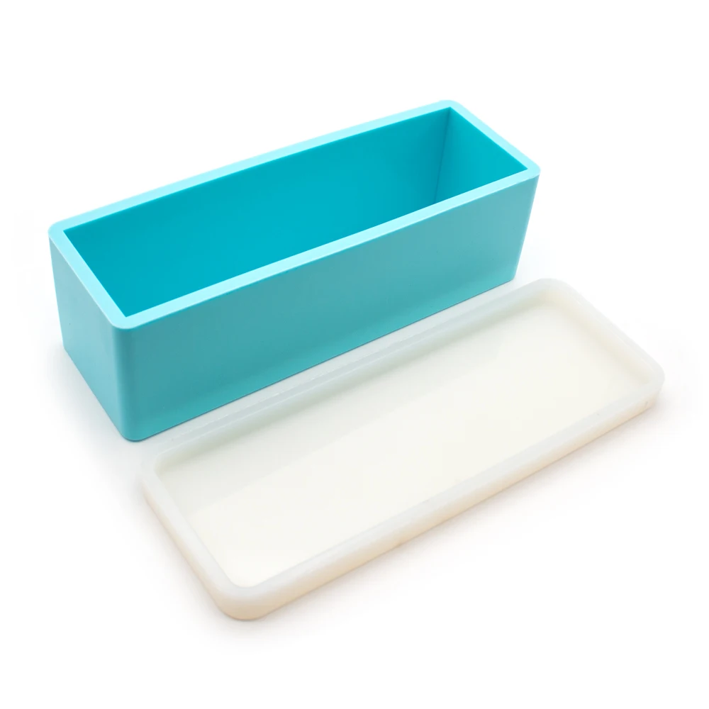 Rectangular Silicone Mold 1KG Handmade Soap Toast Cake Making Tools 248x72x77MM with Lid