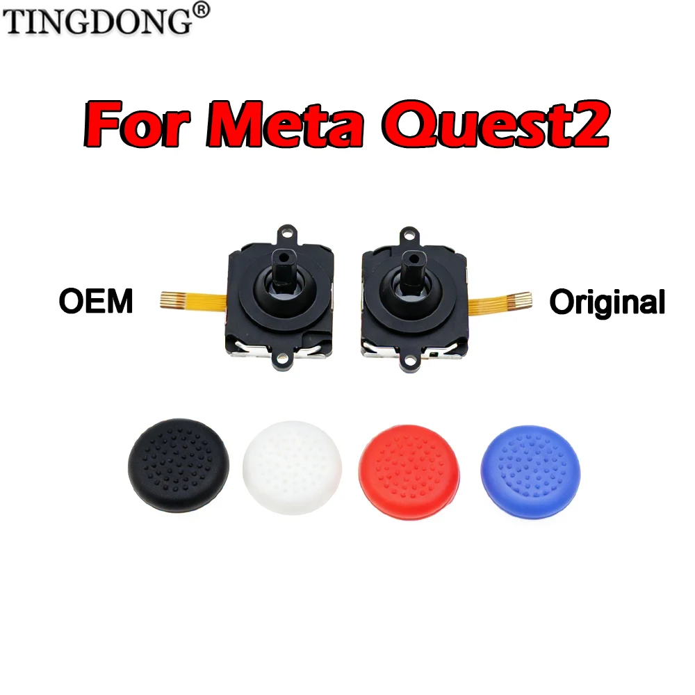 1/2 Set 3D Analog-Joystick-Ersatz für Meta Quest 2 VR-Controller Rocker-Modul mit Thumbstick-Kappen Reparaturteile