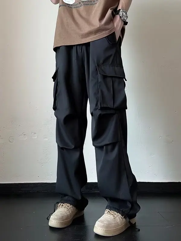 

Spring 2026 Hiphop Workwear Paratrooper Trousers Men's New Sle Drape Wide Leg Big ket Straight Casual Long Pants