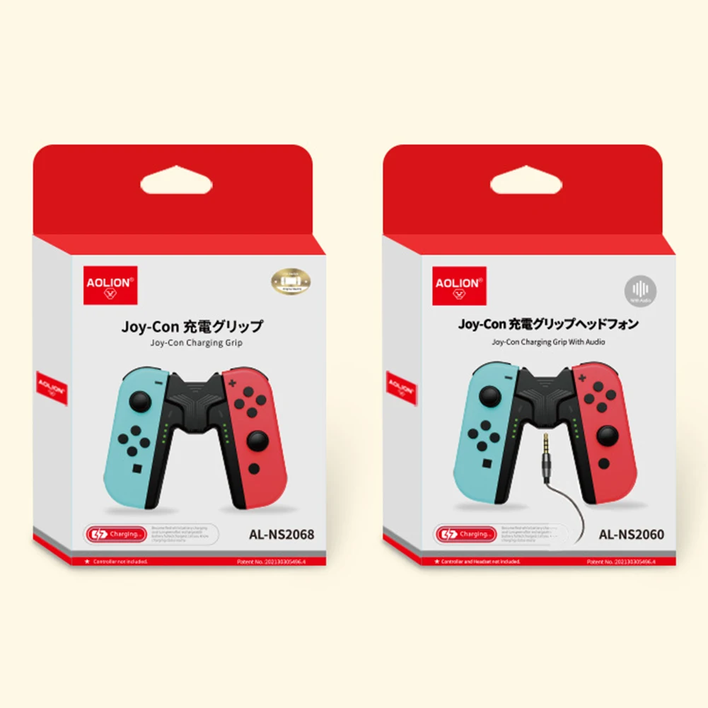 Controller Charging Grip for Switch/Switch OLED Joy Con Game Handle Charging Bracket Dock Grip LED Indicator with Type-C Port