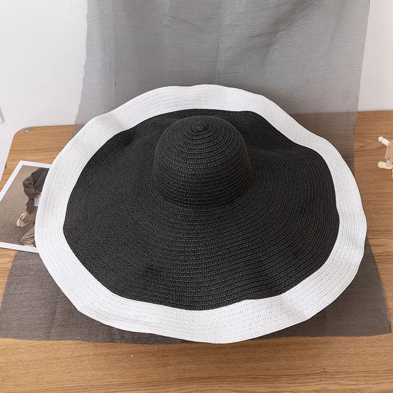 Straw hat 25cm large brim hat wholesale sun hat ultra-thin breathable summer sun hat straw hat foldable for men and women travel