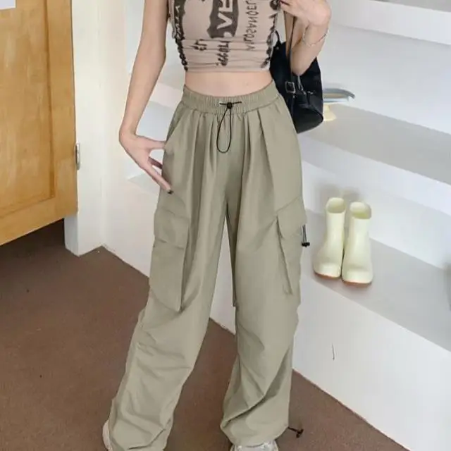   Pantalon décontracté couleur, vêtements de travail rétro pour femmes, taille mi-basse, tissu PVC, autre matériau, Collection hiver 00%