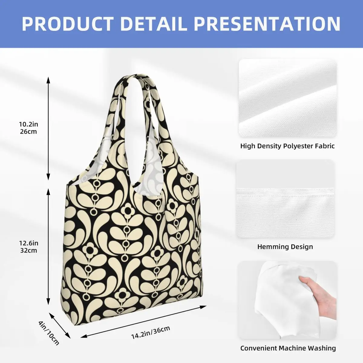 Custom Orla Kiely Shopping Canvas Bag Women Durable Large Capacity Groceries Tote Shopper Bags Handbags Gifts