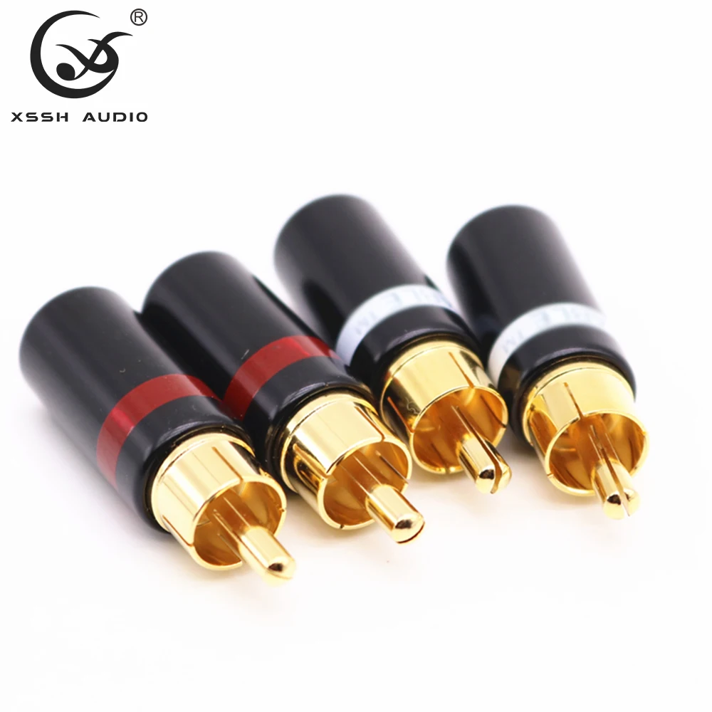RCA XSSH-하이엔드 3mm 4mm 5mm AV 오디오 케이블, 용접 금도금 황동 오디오 RCA 플러그 커넥터 잭 터미널, 4 개/8 개/16 개
