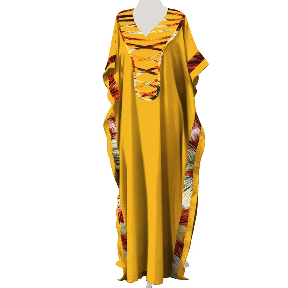 Африканские платья-халат Dashiki с v-образным вырезом для женщин, красочные повседневные свободные африканские платья для женщин, платье до