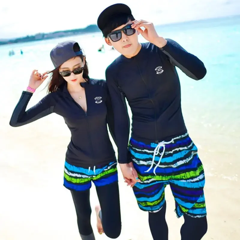 Couple Diving Suit Sun‑Protection Long Sleeve Top and Pants Surfing Wetsuit for Beach Swimming Lightweight Quick‑Dry Apparel