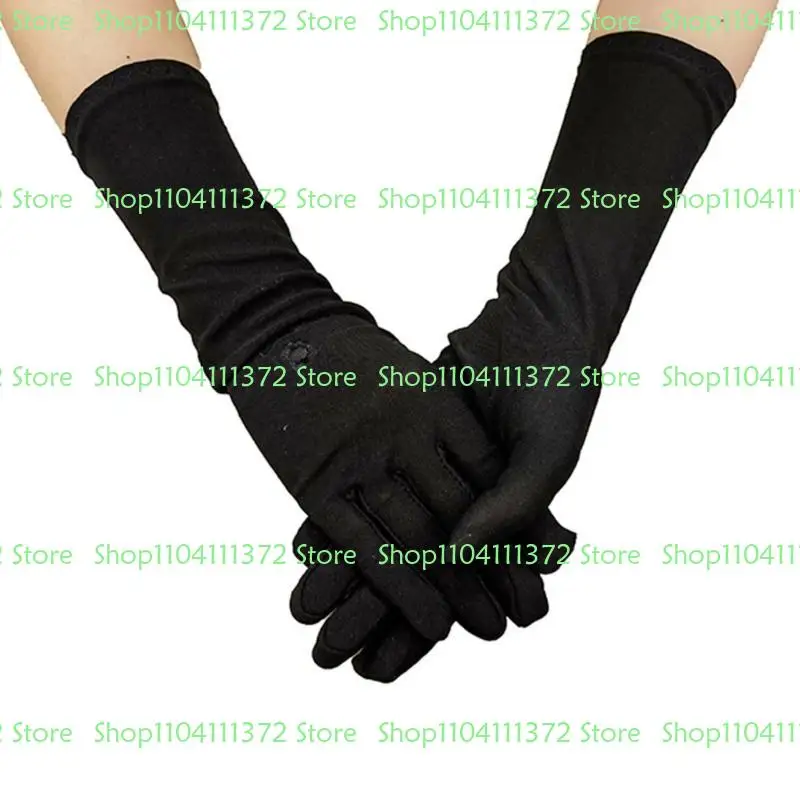 

P9FE Embroidery Flower Hand Gloves for Arabian Simple Stretch Sunproof Arm Protector Casual Wear Arm Gloves for Muslims Women
