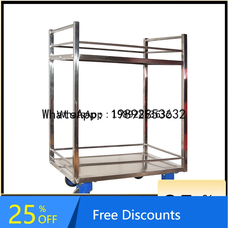 A1 Uni-Silent Flat Truck Handcart Double-deck trolley Pull truck guardrail Stainless steel trolley