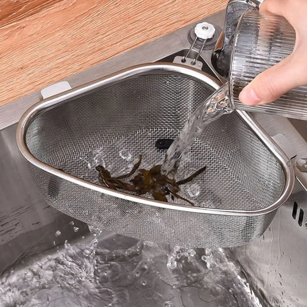 Stainless Steel Sink Drain Basket Multi-functional Household Kitchen Garbage Filter Screen Large Capacity Non-slip