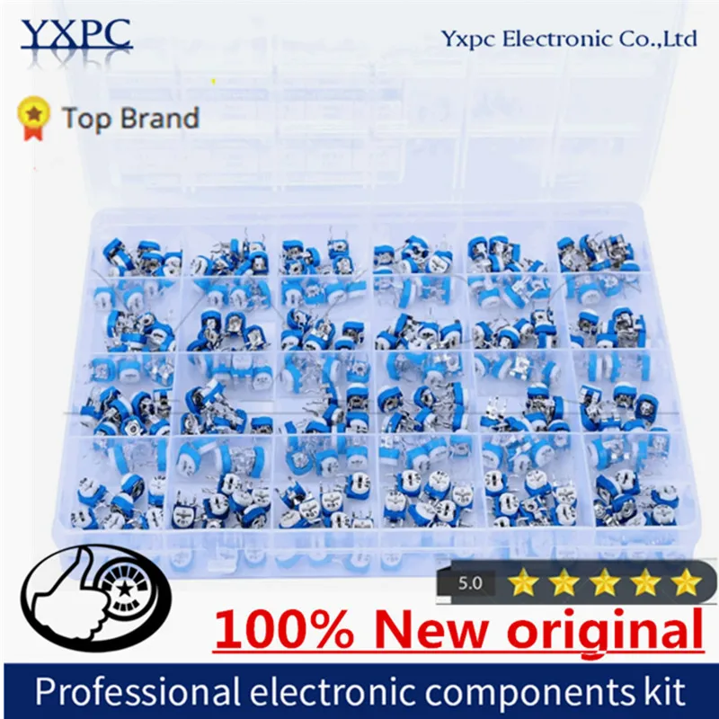 

240Pcs/Box 18values RM065 100R - 2M 6values RM063 Carbon Film Horizontal Trimpot Potentiometer Assortment Kit Variable Resistor