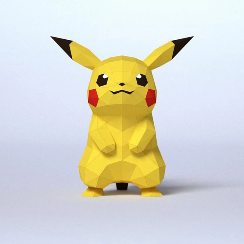 MINISO Pokemon Pikachu 3D Paper Model Papercraft DIY Origami Handmade Toy Low Poly Sculpture Anime Figures Home Room Desk Decor