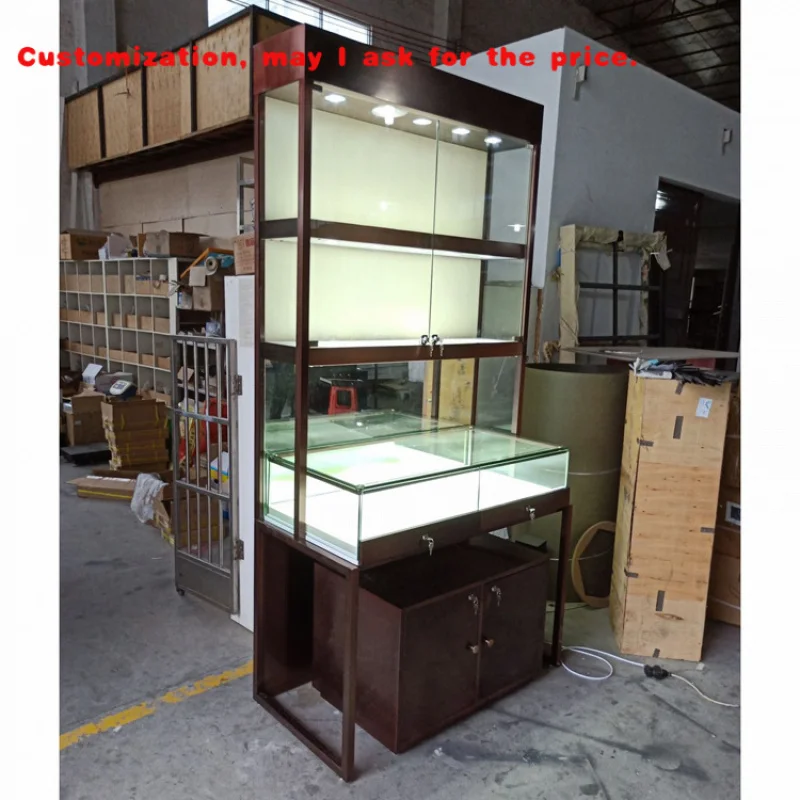 custom.Luxury Glass and Wood Jewelry Display Cabinet Display showcase Jewellery Shop Interior Design