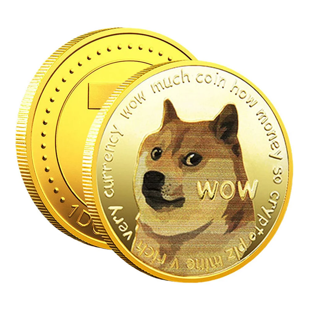 الذهب/الفضة WOW Dogecoin إلى القمر في دوجي نحن نثق بالذهب عملات تذكارية مطلية لطيف الكلب نمط مطبوعة جمع الهدايا