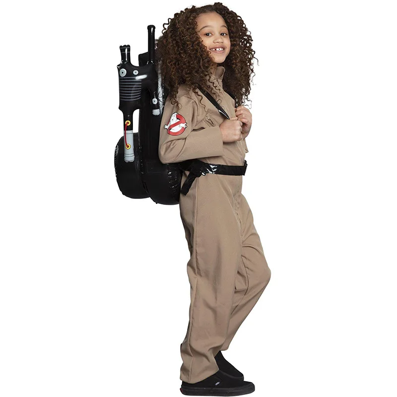 Halloween Children Father Ghostbusters Costumes Themed Cosplay Halloween Uniform Jumpsuit with Bag Ideal for Adults and Kids