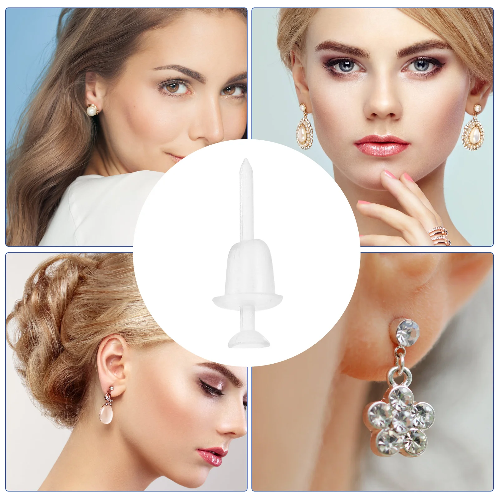 

100 Pcs Clear Ear Caps Earring Posts Lightweight Allergy Free Plastic Backs Invisible Head Findings DIY Jewelry Supplies