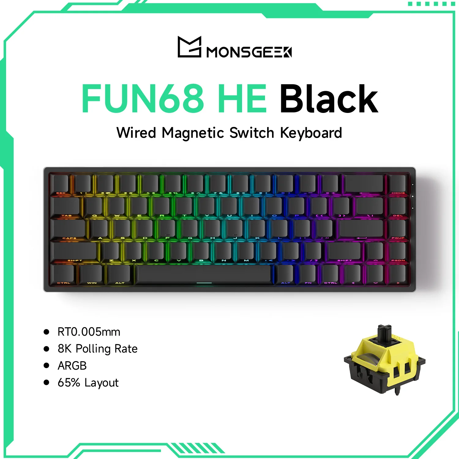 mono♡ Akko MonsGeek FUN68 HE Magnetic Keyboard 65% Rapid Trigger 0.005mm