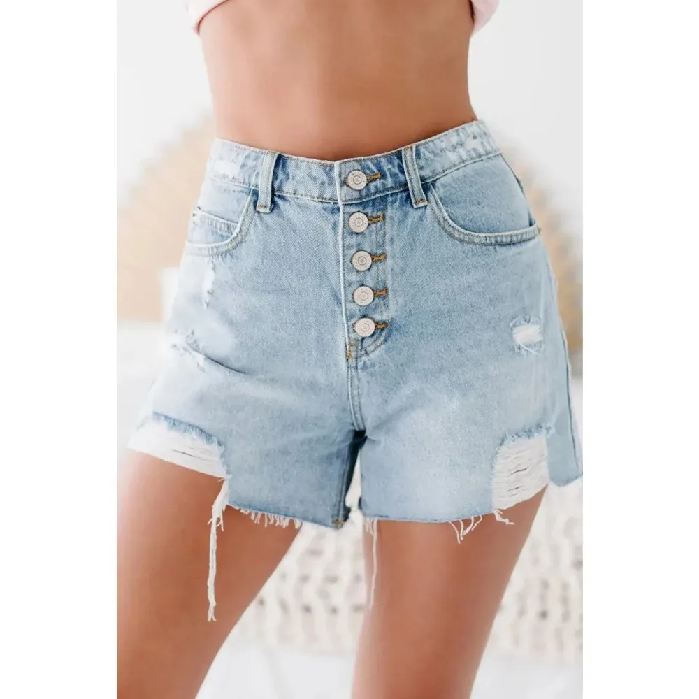 

Джинсовые шорты, женские сексуальные рваные джинсы, карманы на пуговицах, потертая уличная одежда со средней талией, короткие летние короткие брюки с отверстиями 2025 г.