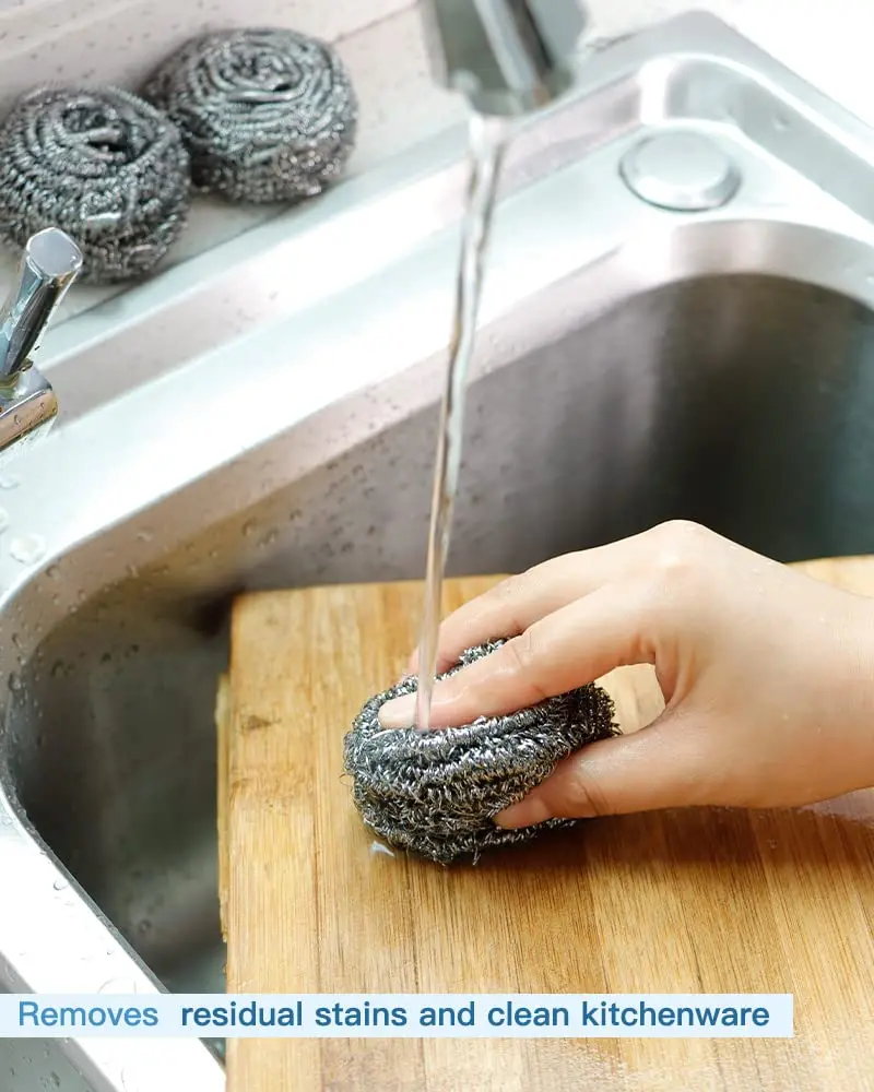 12Pcs Steel Wool Scrubber Pads for Cleaning Dishes, Pans, Pots, Ovens, Grills, Sinks - Stainless Steel Scrubbers for Kitchen