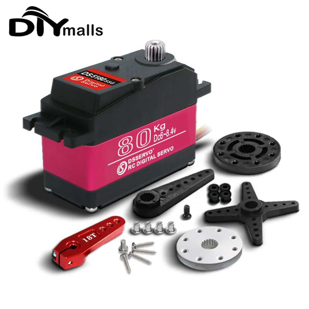 DSSERVO RDS5180 80kg 7.4v High Torque Robot Servo High Torque Metal Gears Digital Servo Dual Shafts Robotic Display DIY