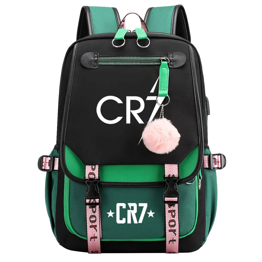 CR7 Backpack Patchwork Teens Girls Boys School Shoulder Bag Waterproof Canvas Bagpack High Capacity Mochila Escolar