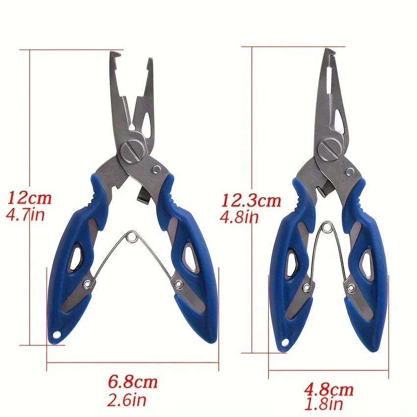 1pc red Multifunction Fishing Tools Accessories for Goods Winter Tackle Pliers Vise Knitting Flies Scissors Braid Set Fish Tongs