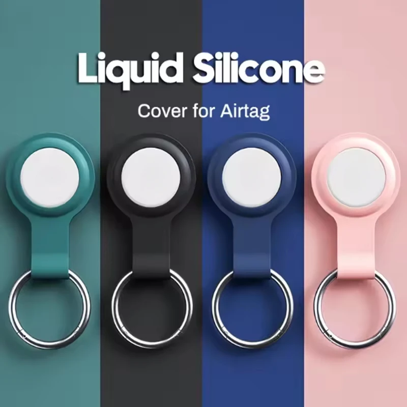 Keychain For Apple AirTag Silicone Protective Case Cover Key Chain Anti-Loss Ring AirTags Accessories for AirTag Pendant