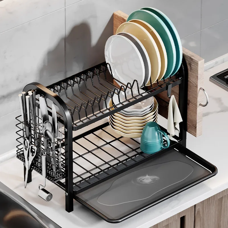 

Kitchen Multifunctional Storage Shelf Drying Bowl Rack Drain Rack Tableware Storage Box Knives Dish Rack Drain Bowl Rack