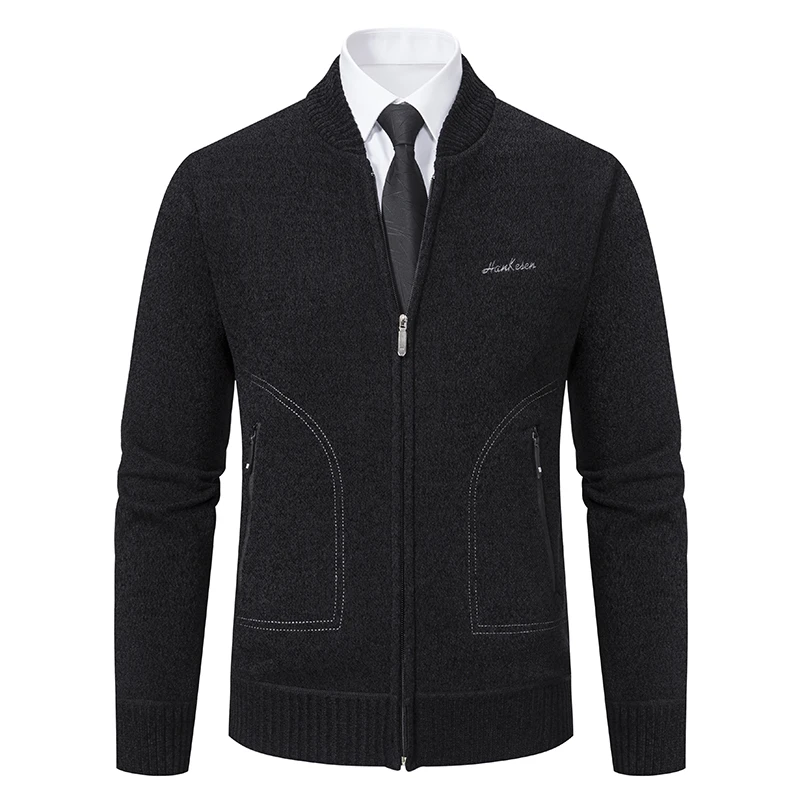 

Fashion Patchwork Sweaters Mens Knitted Cardigan Coat Winter Men's Turtleneck Sweaters Casual Slim Fit Top Outwear