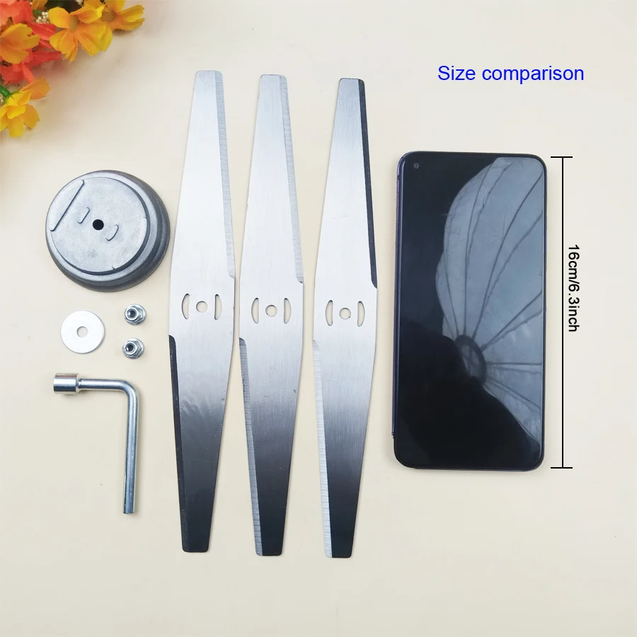 3 шт., 9,7-дюймовое лезвие для кошения газона с одним словом и 5 аксессуарами, монтажное отверстие M5 мм, простое в установке, утолщенная марганцевая сталь, прочный, двусторонний дизайн, подходит для легкого прополки сада, обрезки сада, кошения газона