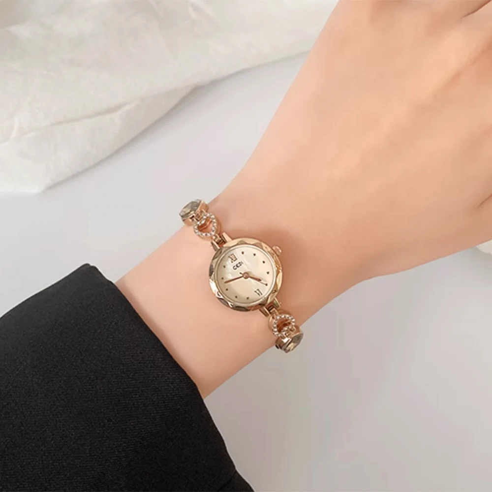 Fashion temperament minimalist luxury small disc with quartz women's watch for women‘s girl party gift jewlry wholesale