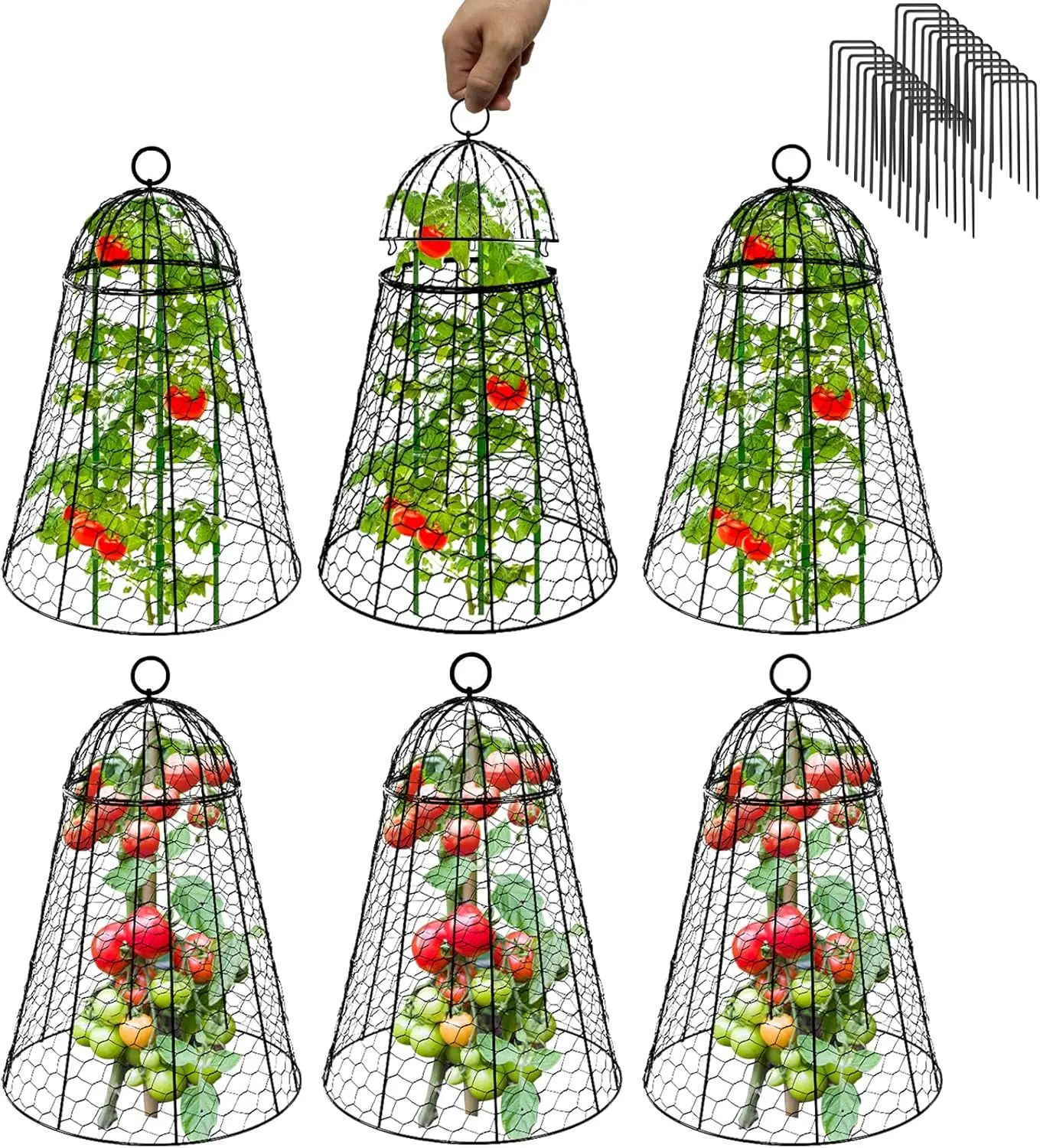 

Extra Large Garden Cloches Set of 6, Chicken Wire Plant Covers for Outdoor Protection from Animals, 20"H x 12"D