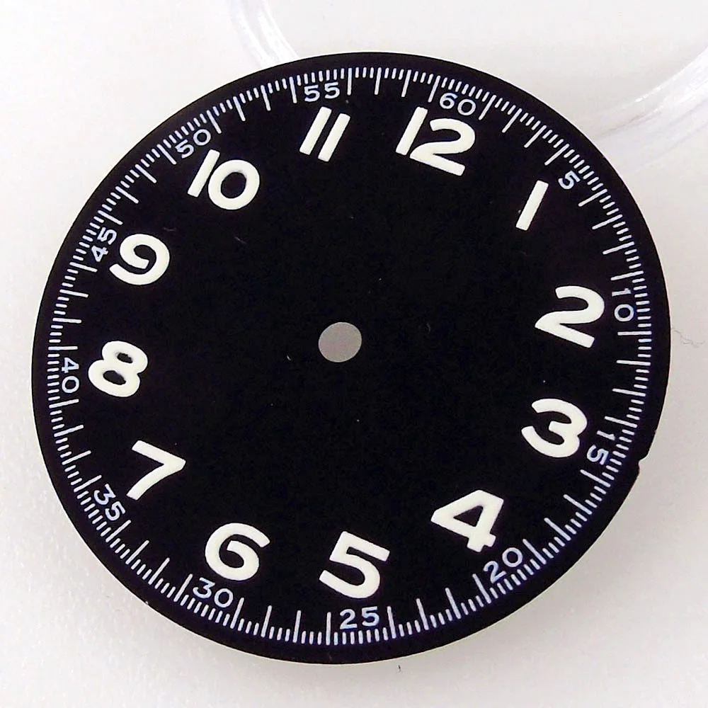 Nologo vintage 29mm schwarz uhr zifferblatt für pilot taucher uhr nh35 nnh36 nh37 nh38 nh39 eta2824 pt5000 st2130 uhr handset