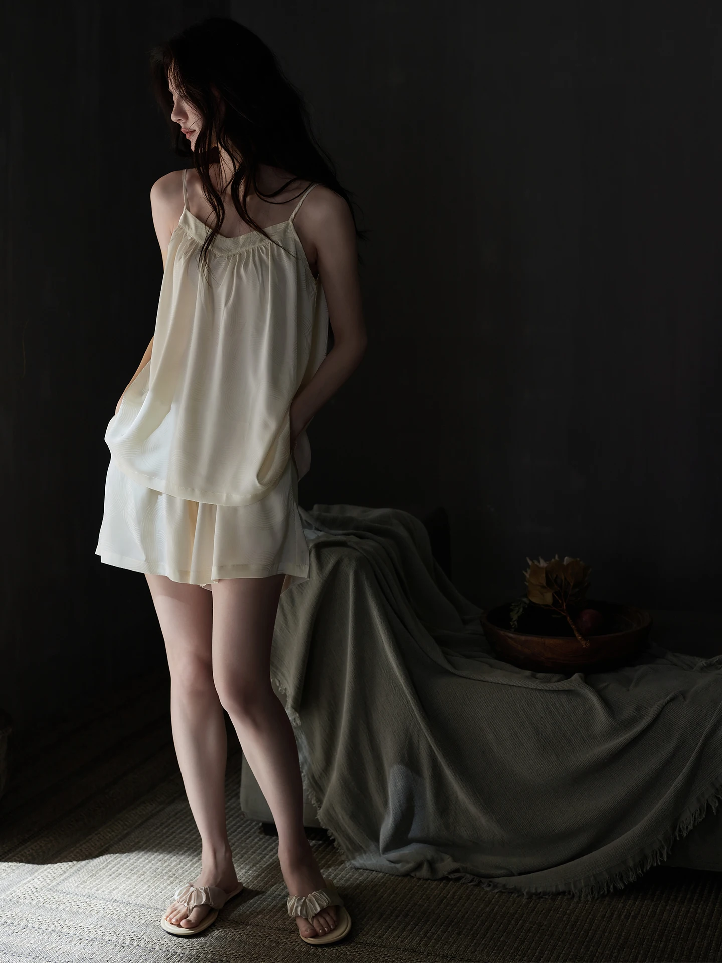 sensual-strap-ice-silk-sleepwear-women's-summer-cool-lightweight-luxury-home-clothes-short-pants-loose-fit-comfortable-skin-f