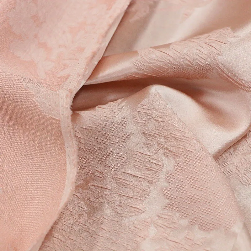Silk elastic crepe jacquard fabric with pleated new Chinese-style clothing