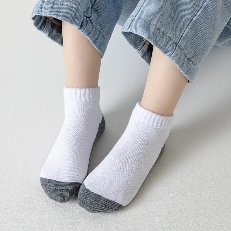 5 Pairs/Lot Summer Children Socks 100% Cotton Kids Fashion Black White Gray Baby Girl Boy Socks Casual Short Socks For 1-12 Year