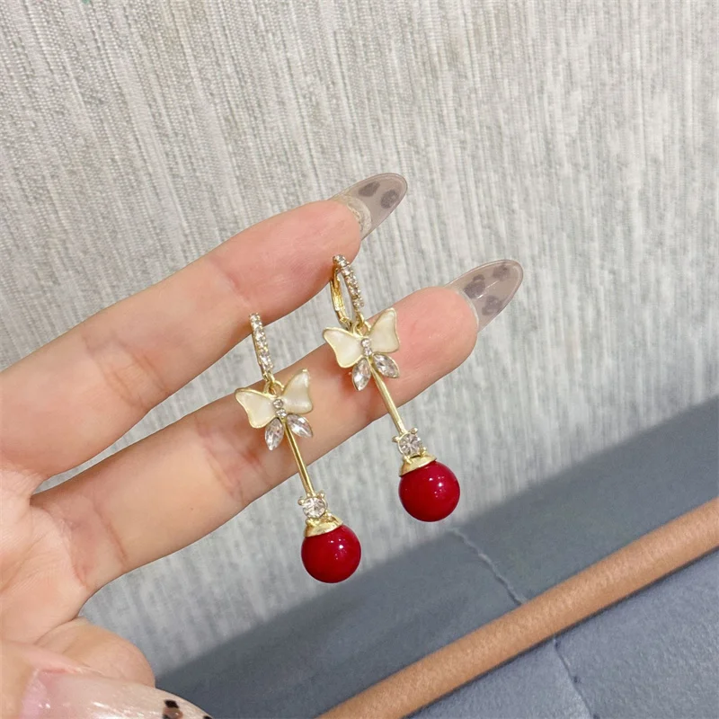 Romantische lila Schmetterling Tropfen Ohrringe für Frauen glänzende Strass Kristall lange Quaste Ohrringe zarte Hochzeit Party Schmuck – Detail 21