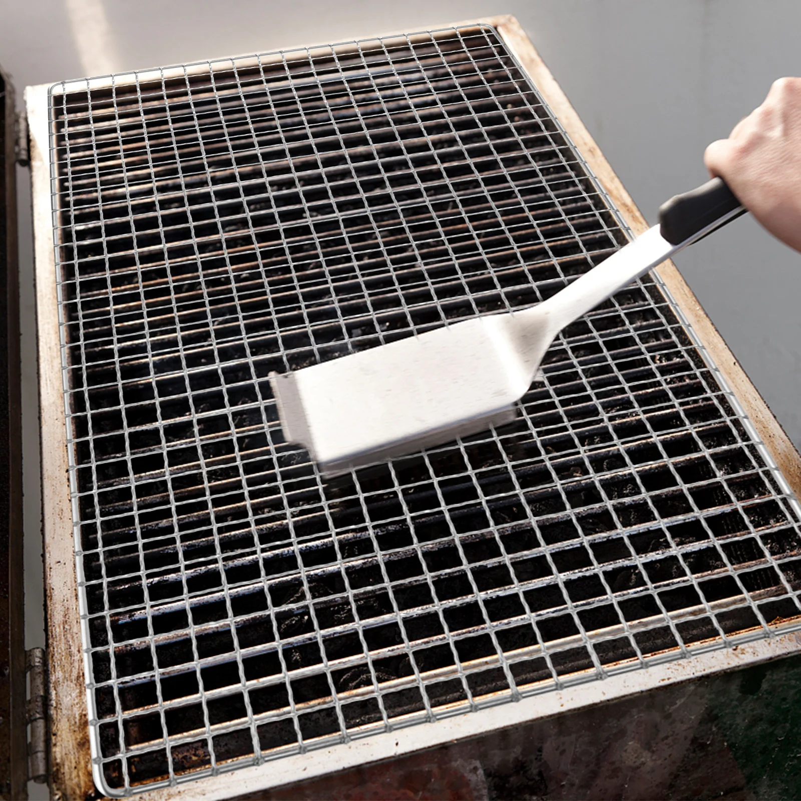Cestino per barbecue quadrato in acciaio inossidabile, durevole, saldato fine, rete liscia, 26x44 cm, supporto per forno per cucina domestica, ristorante