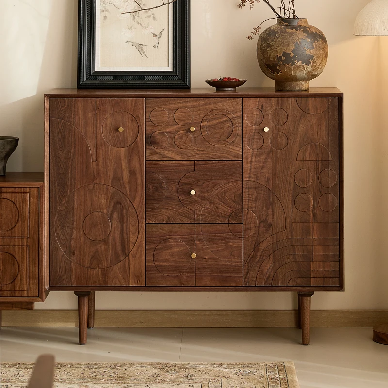 

North American black walnut dining side cabinet integrated locker against the wall retro solid wood home living room storage