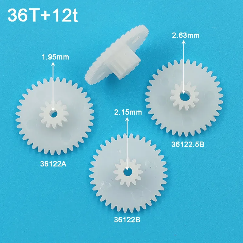 36122A 36122B 36122.5B 0,5 M engranajes bicapa OD 19mm 36 dientes/12 dientes 2mm 2,5mm agujero plástico POM ruedas de engranajes 36 + 12T