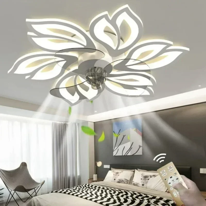 NEW Nordic Ceiling Chandelier Fans Lamps with Remote for Living Dining Table Room Bedrooms Home Decor Hanging Fan Lights Fixture