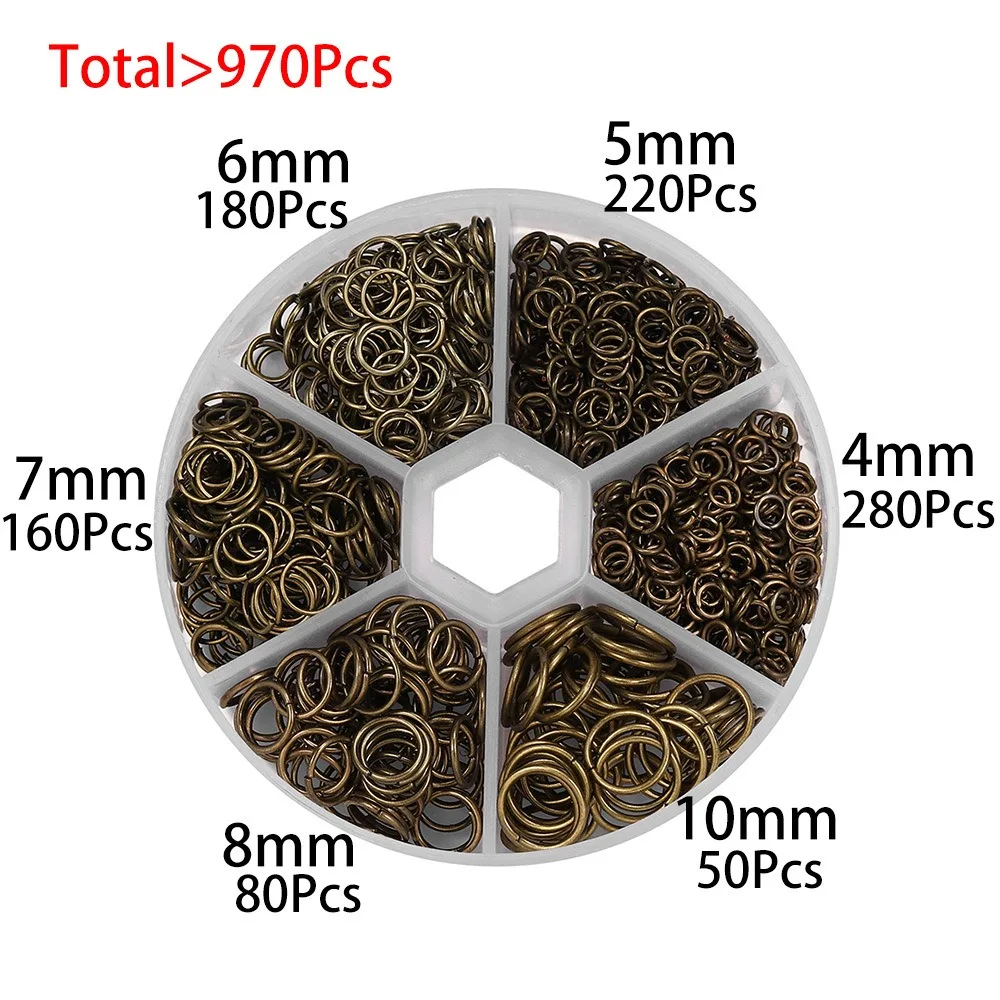 970PCS Mixed Open Split Jump Ring Connector 970PCS Set DIY Accessories Split Rings Making Supplies Craft Connectors DIY Earrings