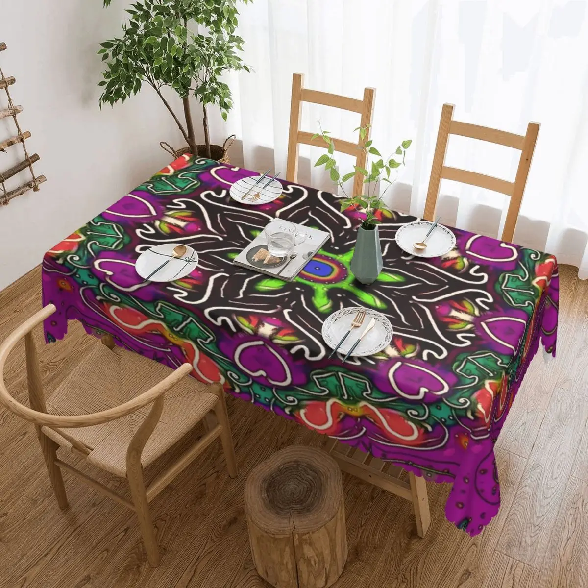 

Mandala Flower Deanfun Colorful Tablecloth Rectangular Oilproof Table Cloth Cover for Kitchen