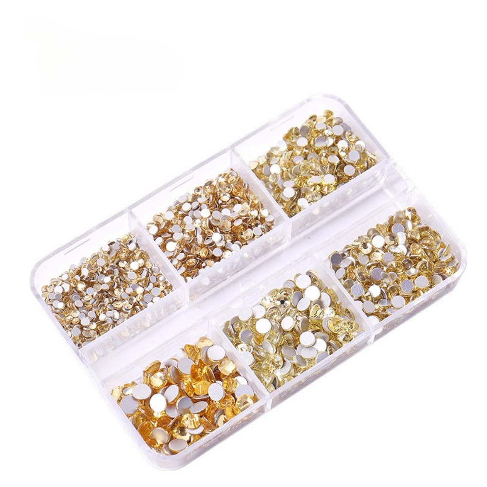 6grids SS6-20 Mixed Size Pink Bronze Silver Flatback Rhinestones Gems Flashing Diamonds 3D Nail Art Decorations Crystals
