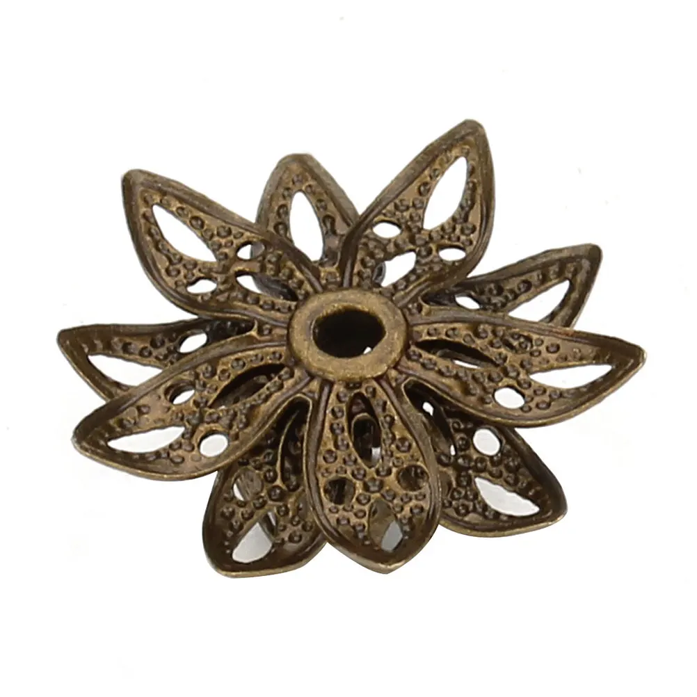

20Pcs Lotus Jewelry Caps Copper Metal DIY Accessories for Necklace Bracelet Making Charm Pendant Spacer Flower Bead Caps