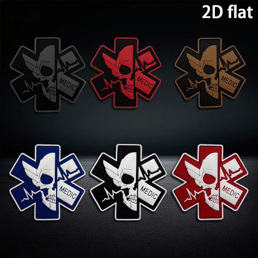 

Combat Medic Skull PVC Rubber Morale Patch Tactical Badge For Gear Decoration