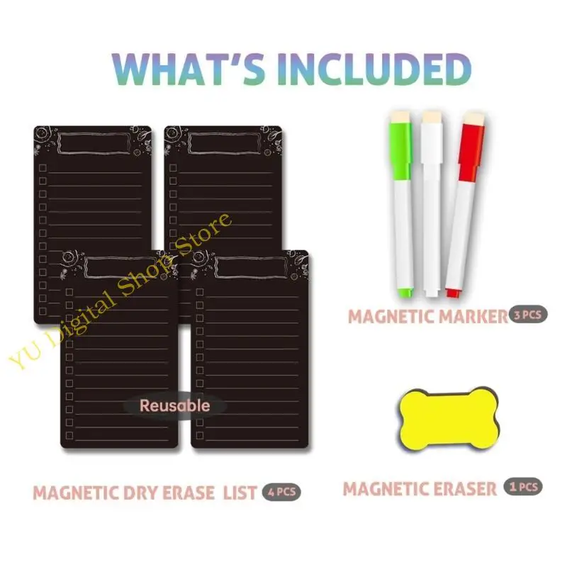 96BA Musnetic Blackboard Sircle Memoboard مع مموز العلامات ، ورقة الكتابة المغناطيسية #1