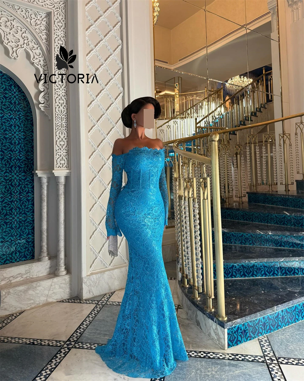 

Turquoise Lace Evening Dresses Mermaid Off The Shoulder Party Gowns Dubai Luxury Dress Woman 2025 Saudi Arabic Customized