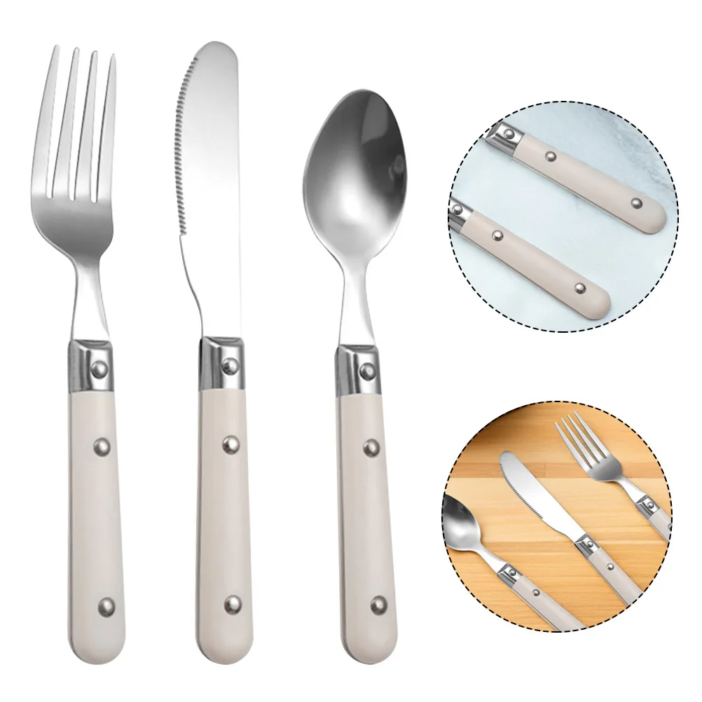 

1 Set Stainless Steel Tableware Spoon Fork Cutter Set Lightweight Durable Simple Style Western Flatware For Home