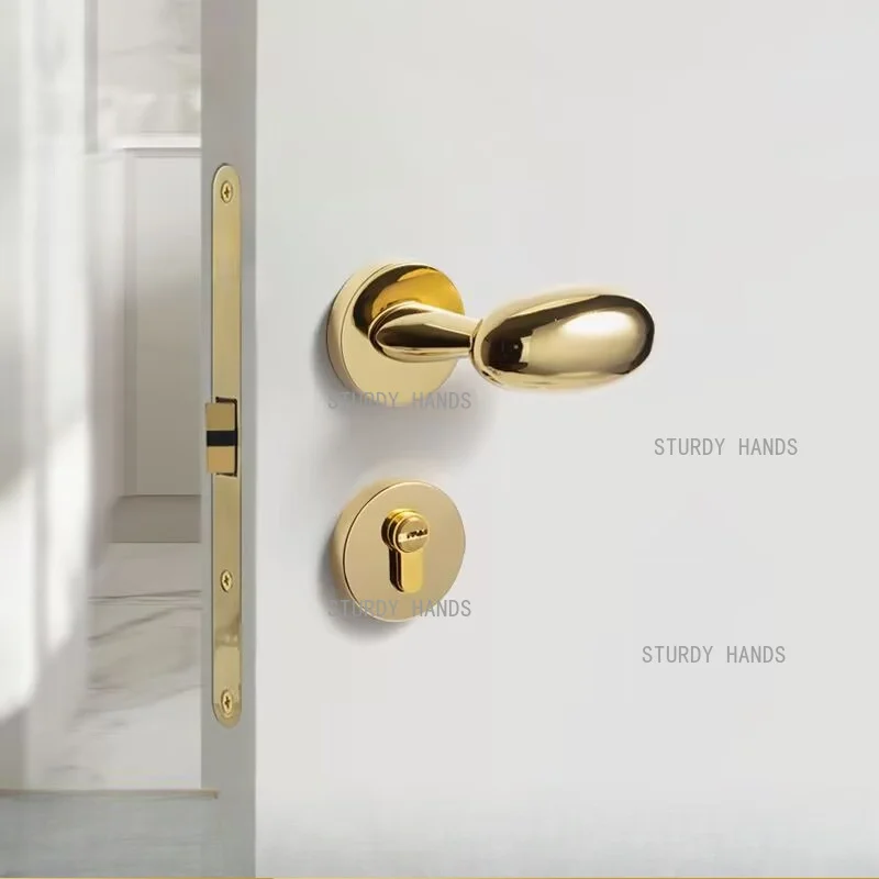 Split Duck Egg Shaped Modern Minimalist Silent Indoor Door Lock Circular Double Door Solid Wooden Door Lock